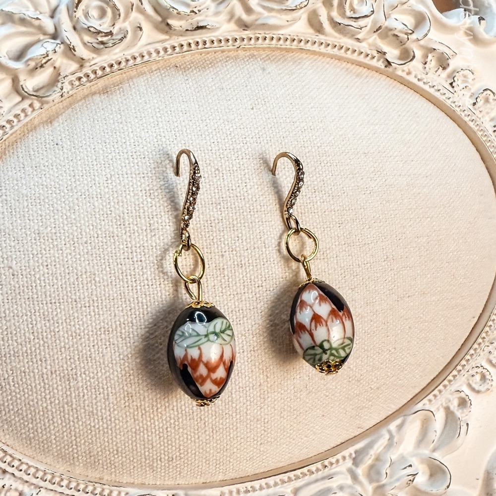 Porcelain Beaded Dangle‎ Earrings